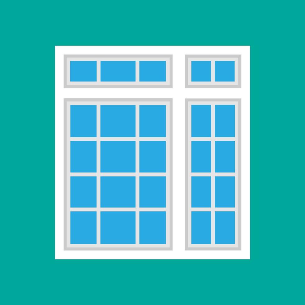Window glass front view architecture vector concept. Interior cartoon furniture room structure flat