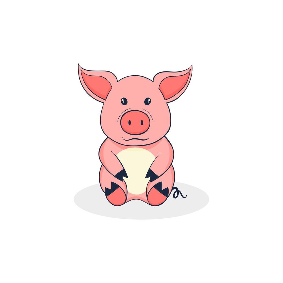 Cute cartoon pig character vector