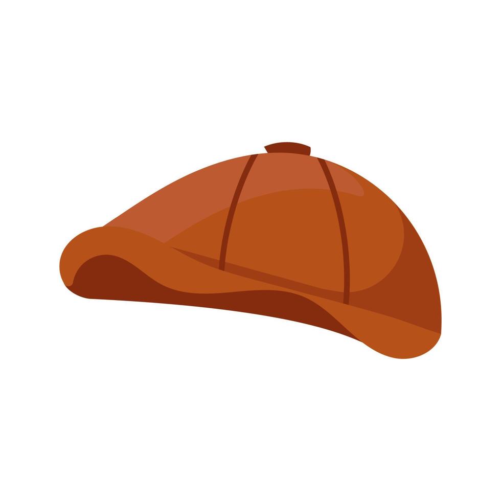 Flat cap vector icon illustration. Fashion hat isolated white and head