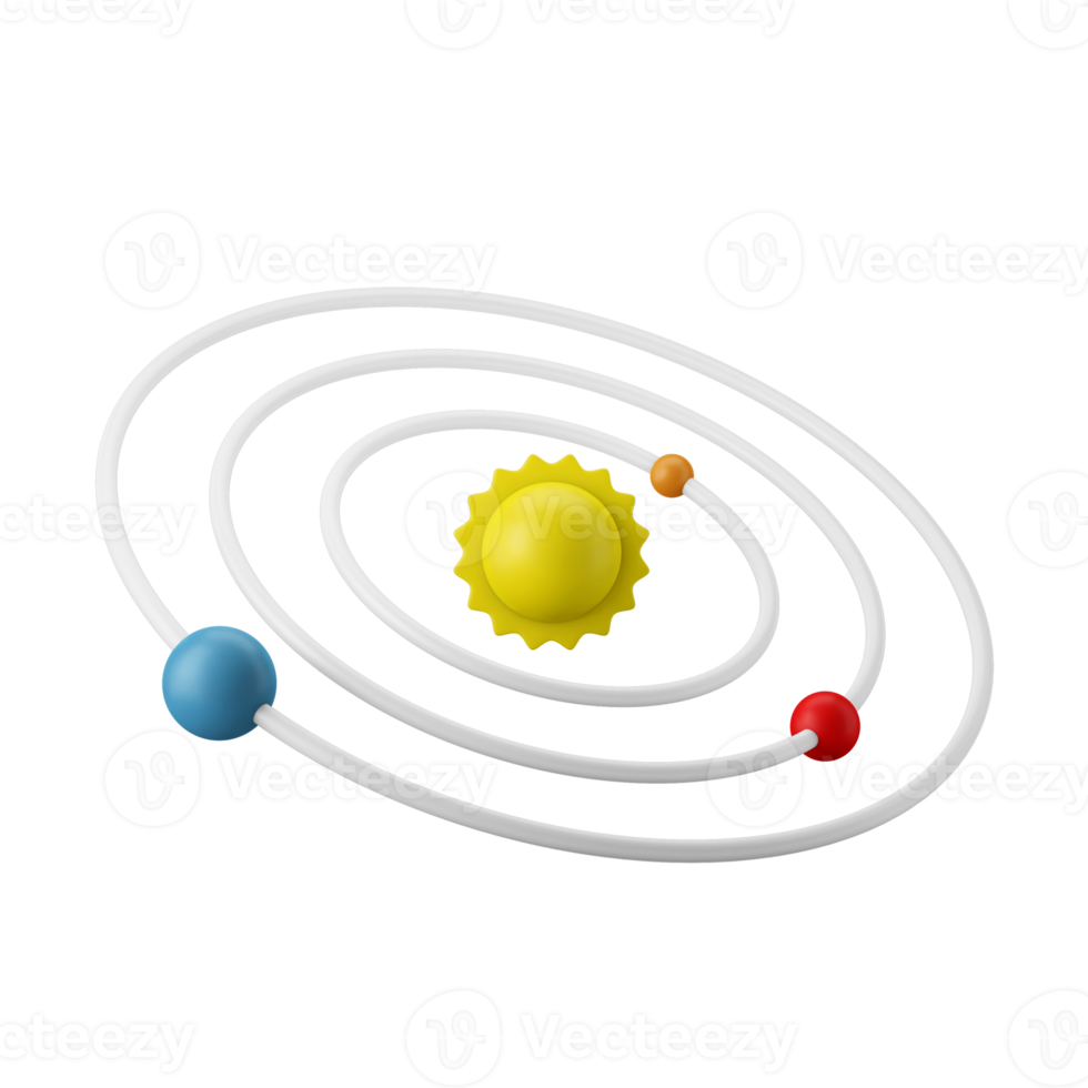 solar system planets and sun astronomy 3d icon illustration png