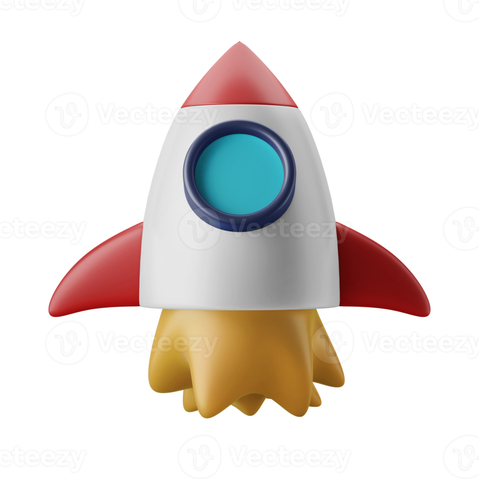 rocket spaceship launch 3d icon illustration png