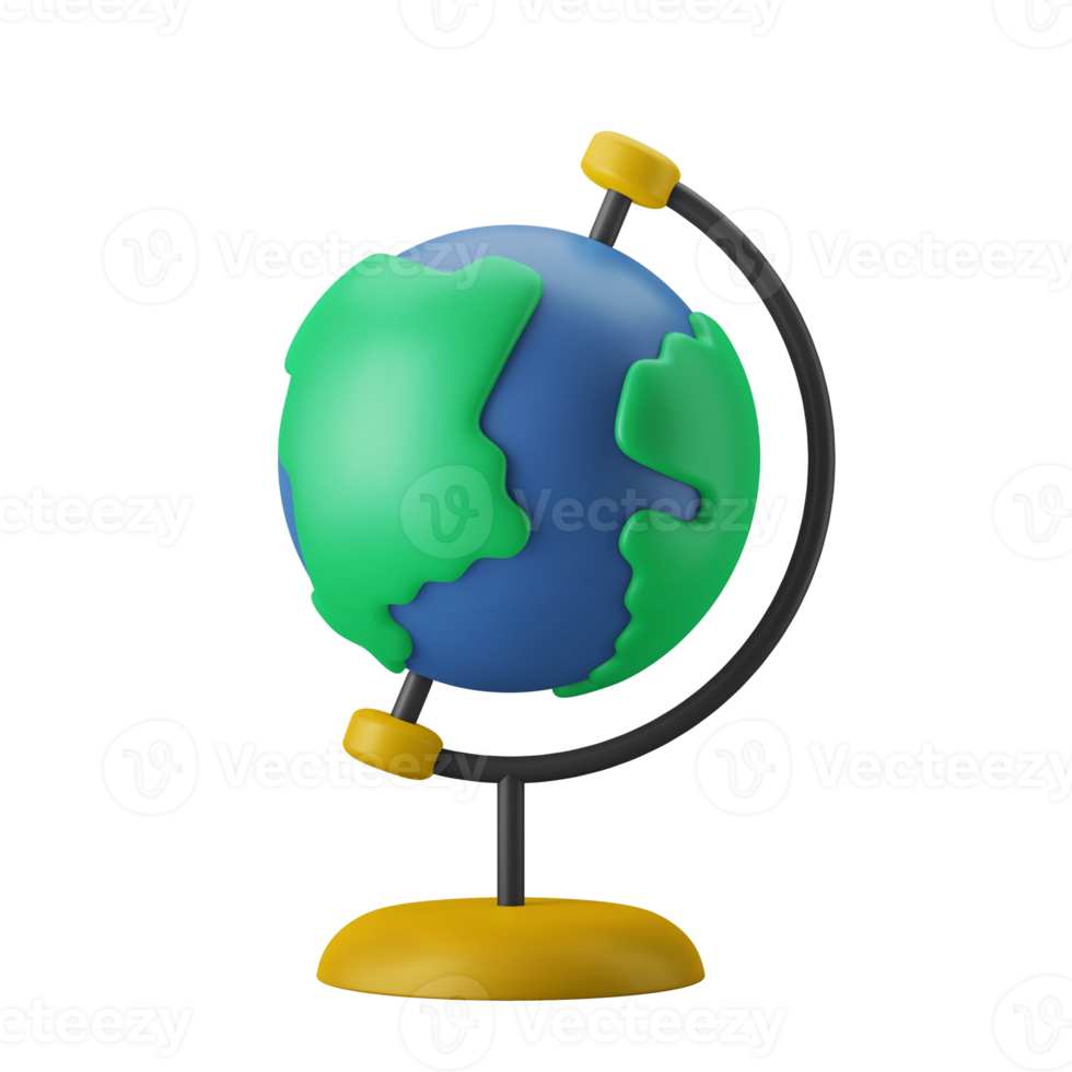 illustration de l'icône 3d du globe terrestre miniature du monde png