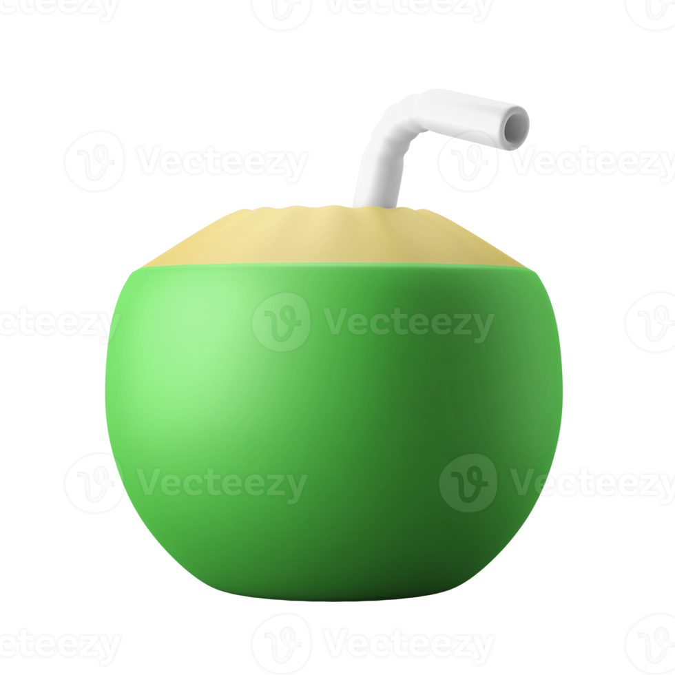 boisson au jus de noix de coco avec illustration 3d de paille png