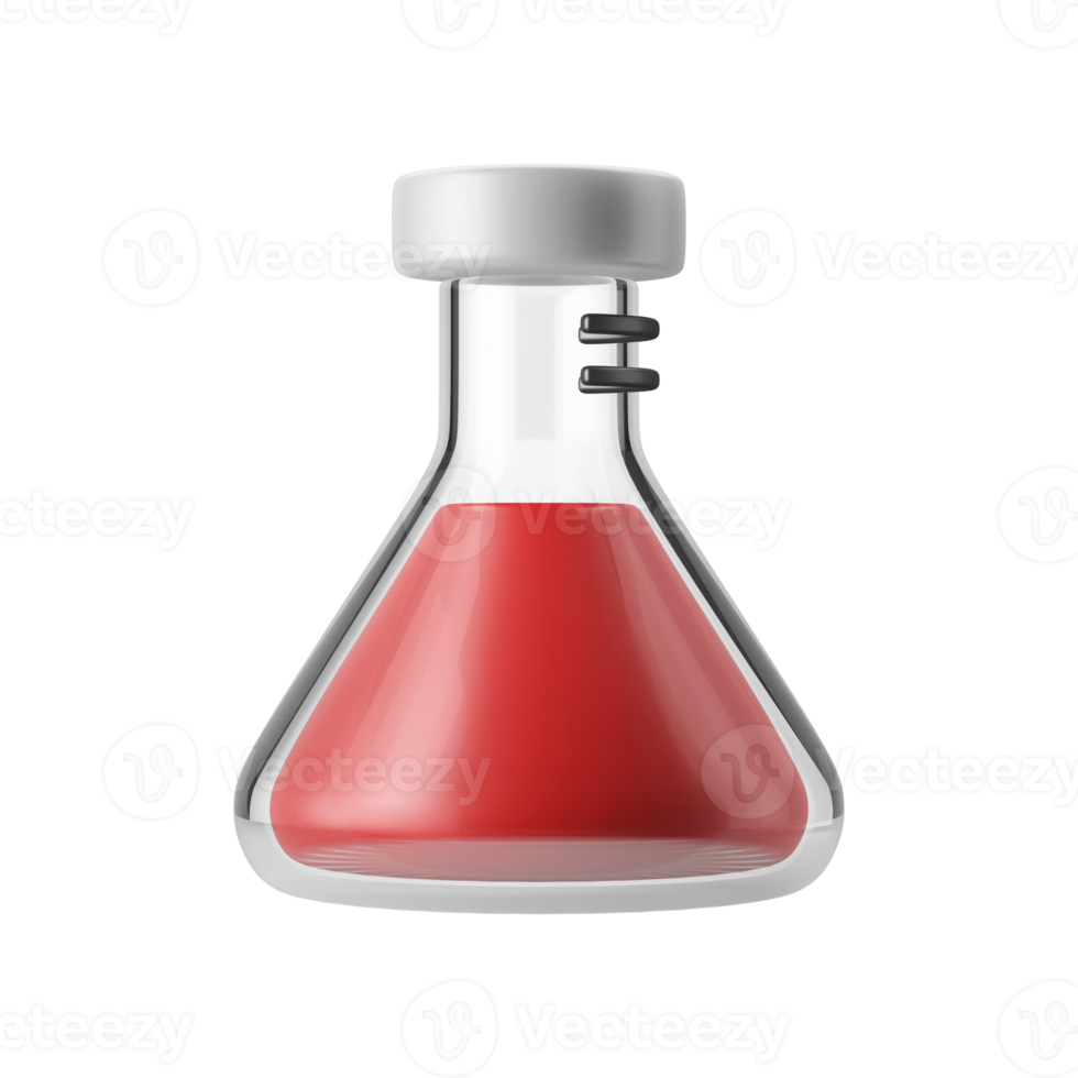 chemisch fles glas met vloeistof 3d icoon illustratie png