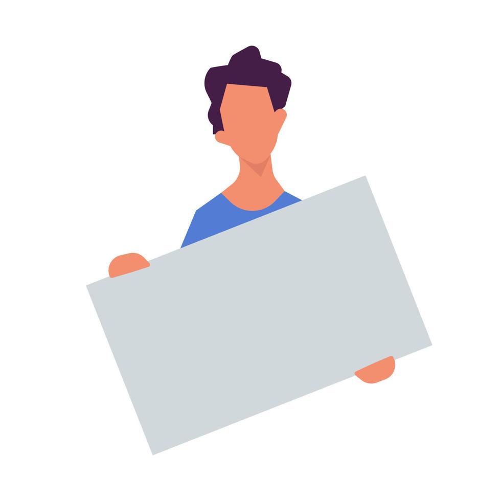 People holding placard vector illustration. Demonstration protest standing character activist with board. Meeting message protester blank and political advertising picket. Announcement human campaign