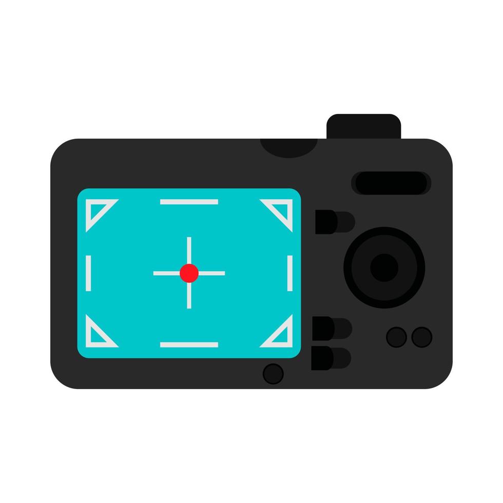 Signo de tecnología de vista trasera de la cámara de fotos. icono de equipo plano vectorial vector