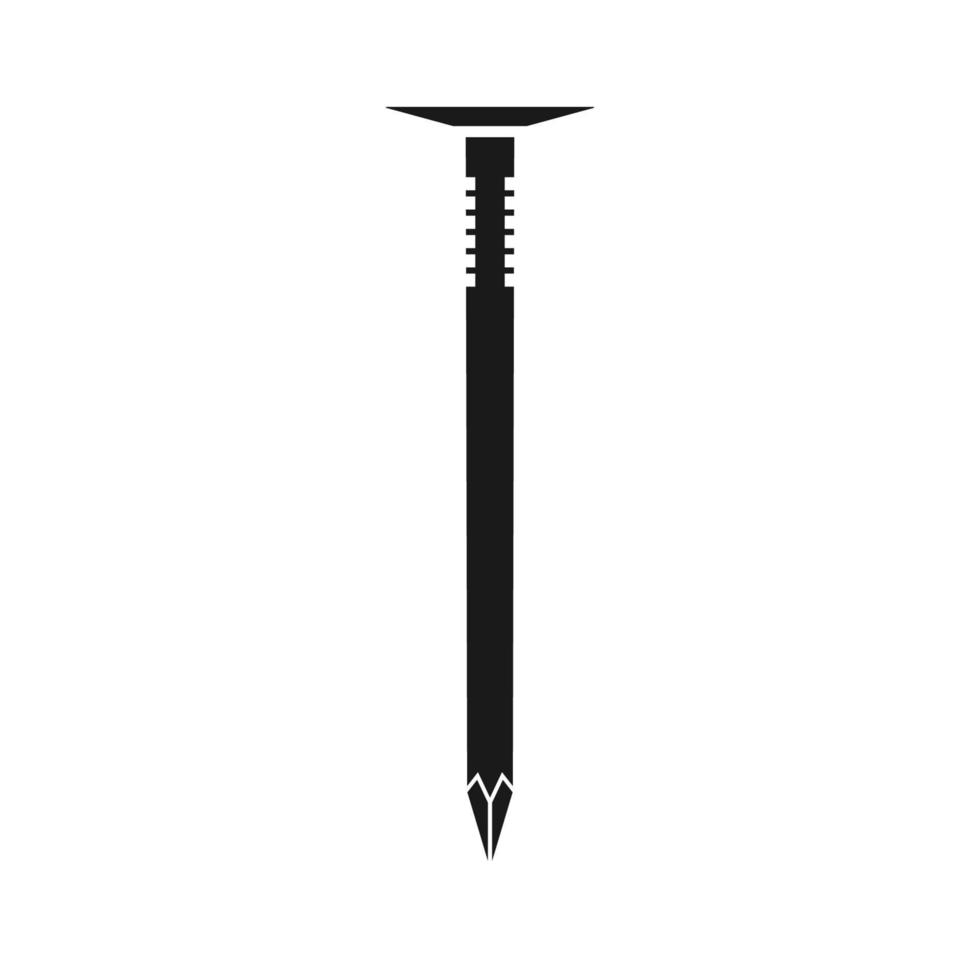 Nail tool construction vector illustration equipment icon solid black. Repair symbol industry and object isolated white. Carpentry instrument and element worker. Repairing screw mechanic spike