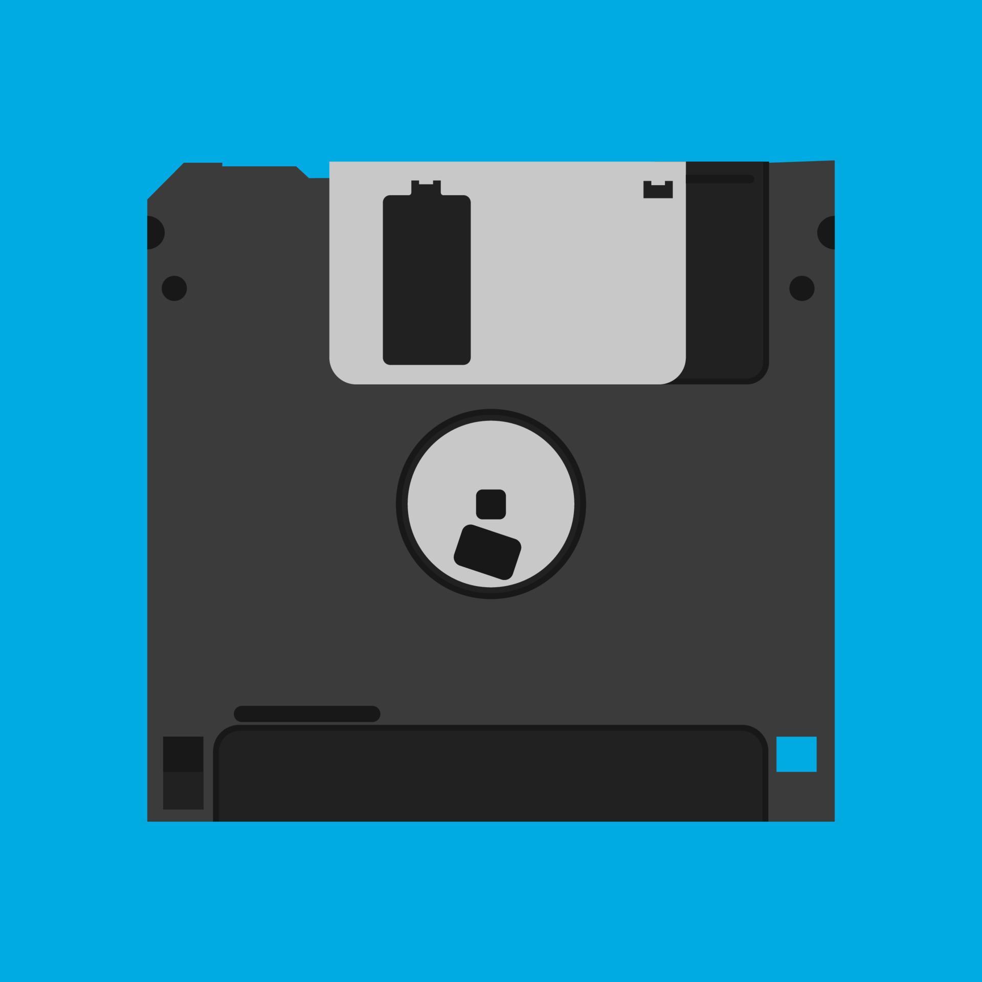 Floppy disk diskette vintage black backup device obsolete vector icon