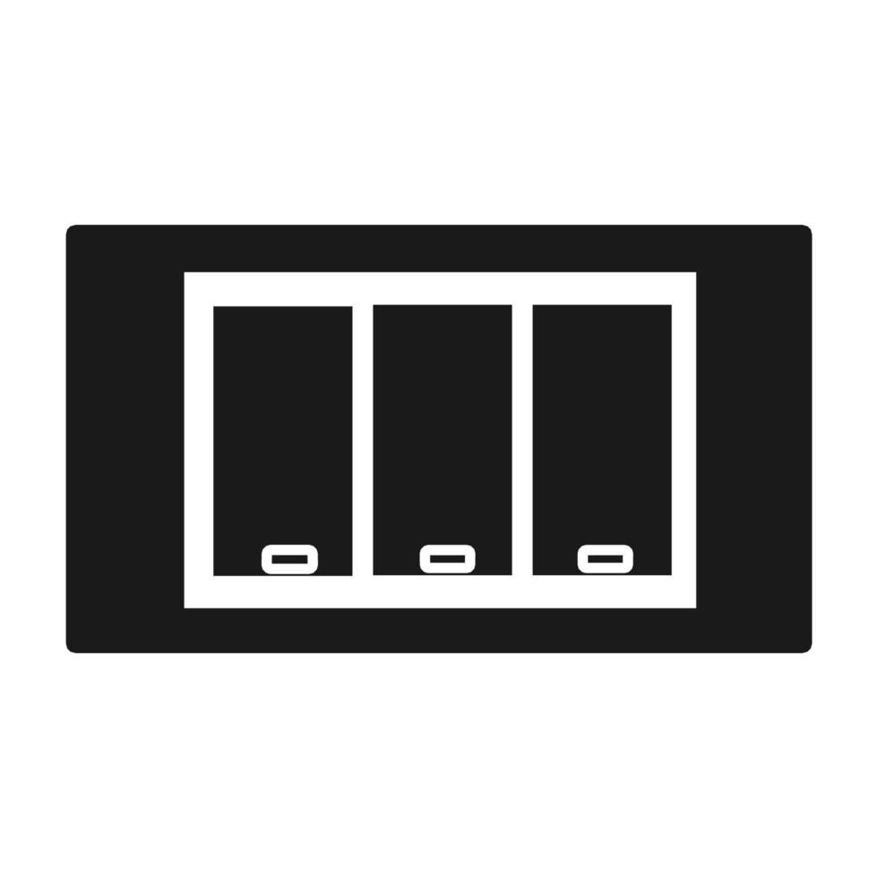Light switch vector illustration electricity off power icon black solid. Electric button energy and technology symbol isolated white. Wall control and shutdown toggle electronic cartoon object sign