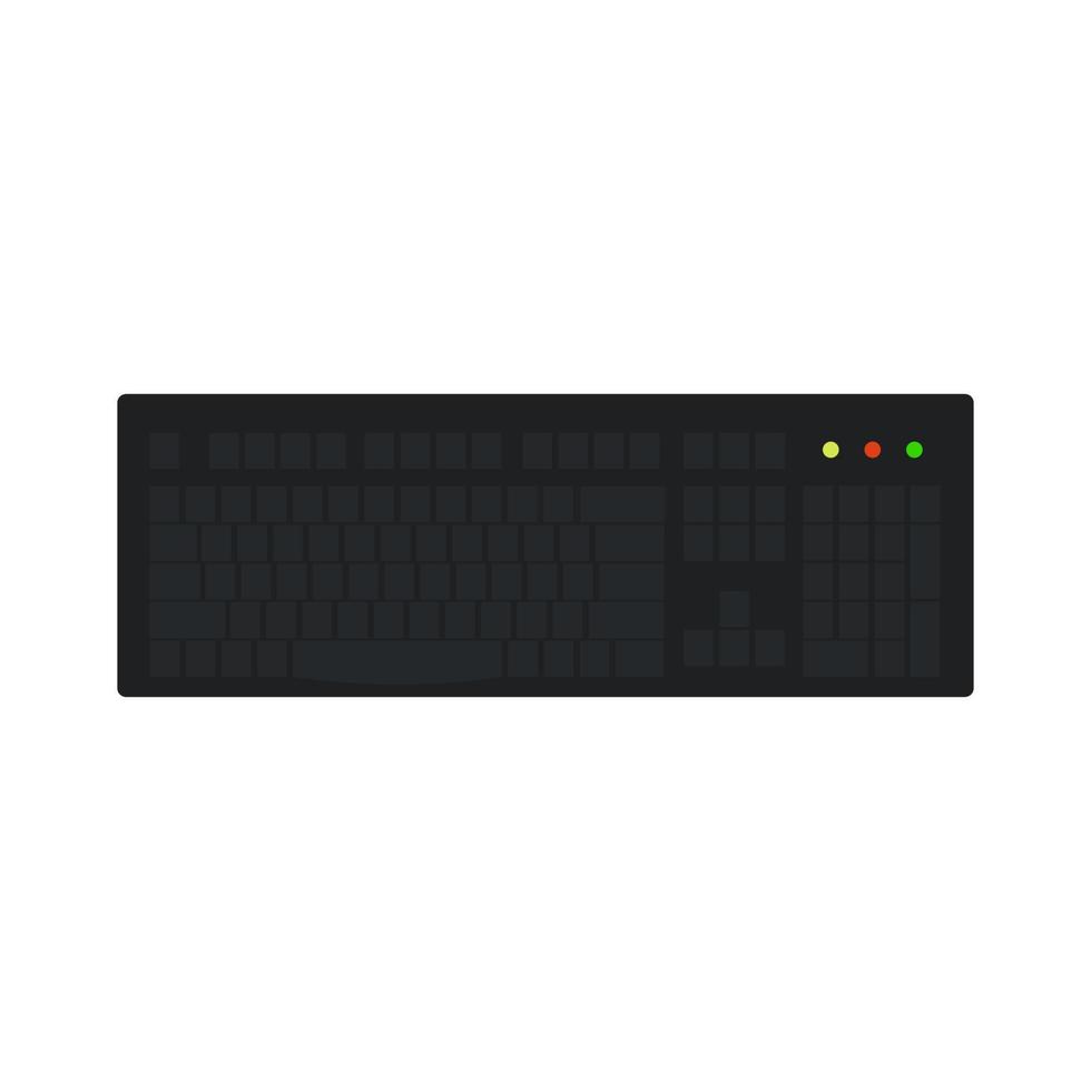 Computer keyboard technology vector illustration equipment with key and button. Office computer keyboard device tool PC. Electronic modern object keypad isolated white icon. Hardware black type board