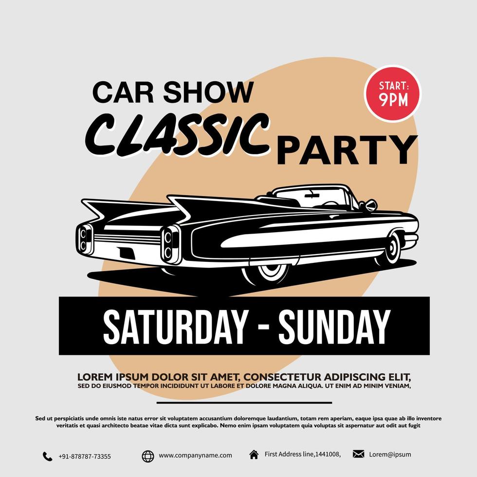 classic car show party logo design icon vector