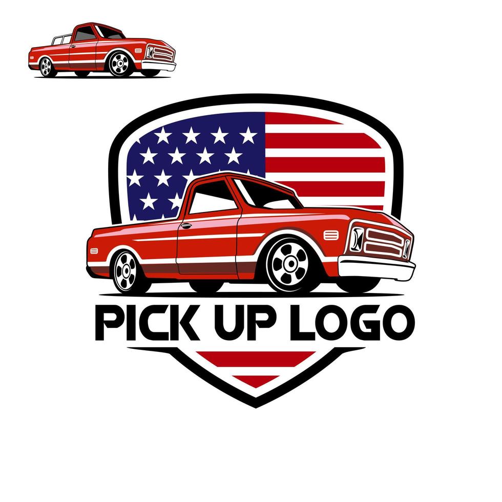 pick up custom classic auto theme logo icon design vector