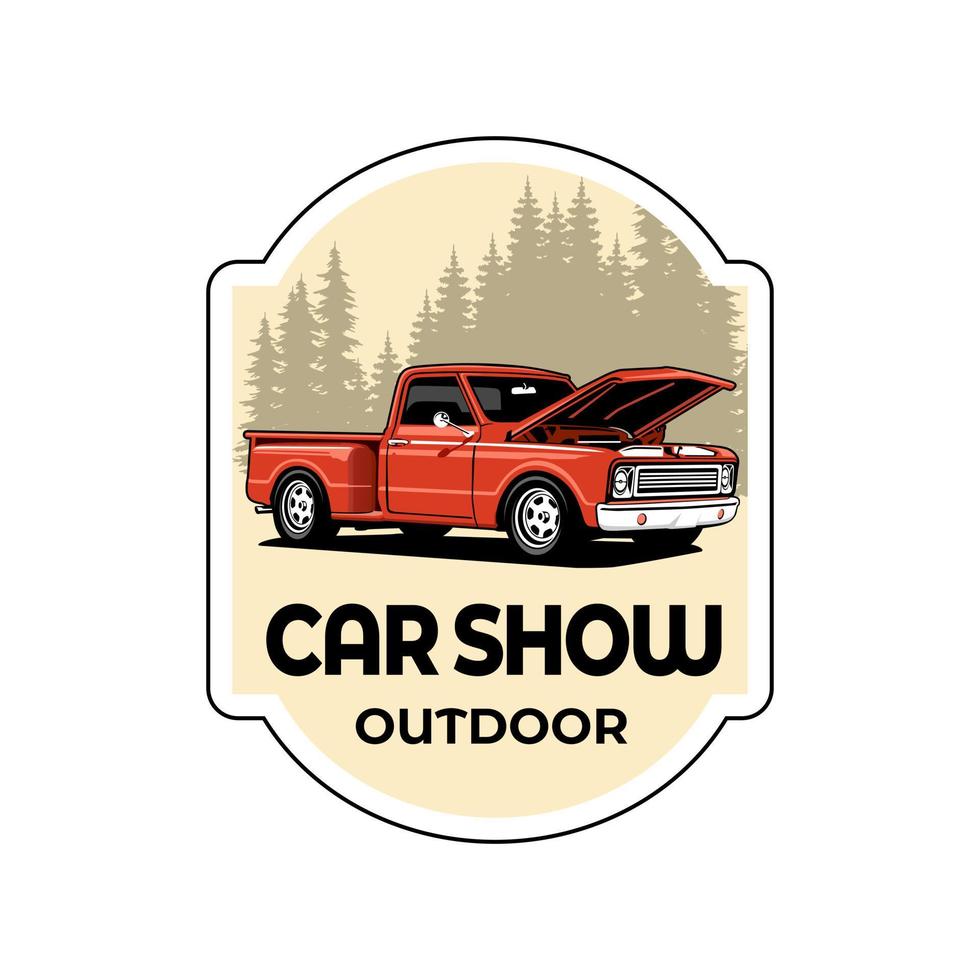 pick up custom classic auto theme logo icon design vector