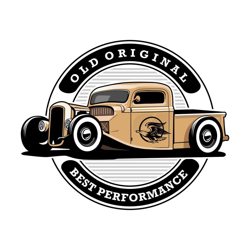 old classic pick up illustration design logo icon vector