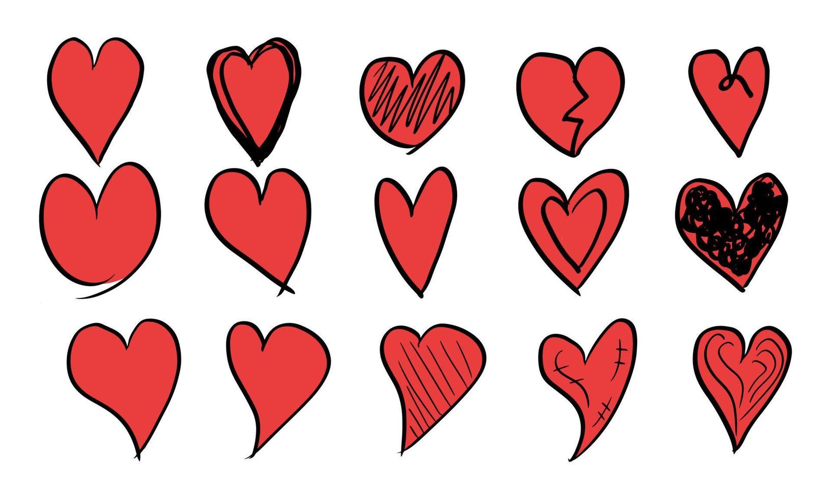 Heart hand draw love icon doodle and outline scribble shape. Sketch handdrawn brush stroke black vector illustration. Cute pencil line abstract sign isolated white background. Minimal set underline