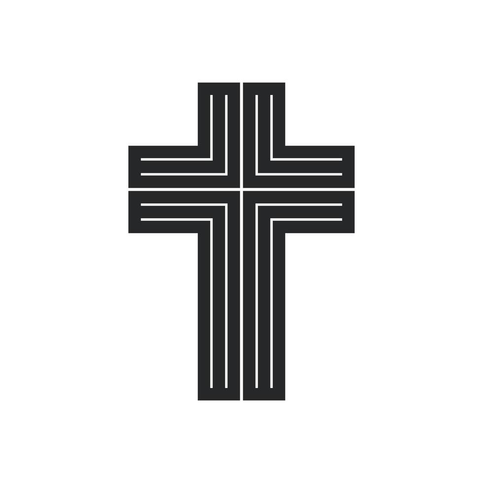 cruz religión dios vector ilustración icono. símbolo cristianismo y forma signo cristiano. crucifijo religioso fe y catolicismo arte sagrado negro. elemento de espiritualidad diseño de jesús y blanco aislado