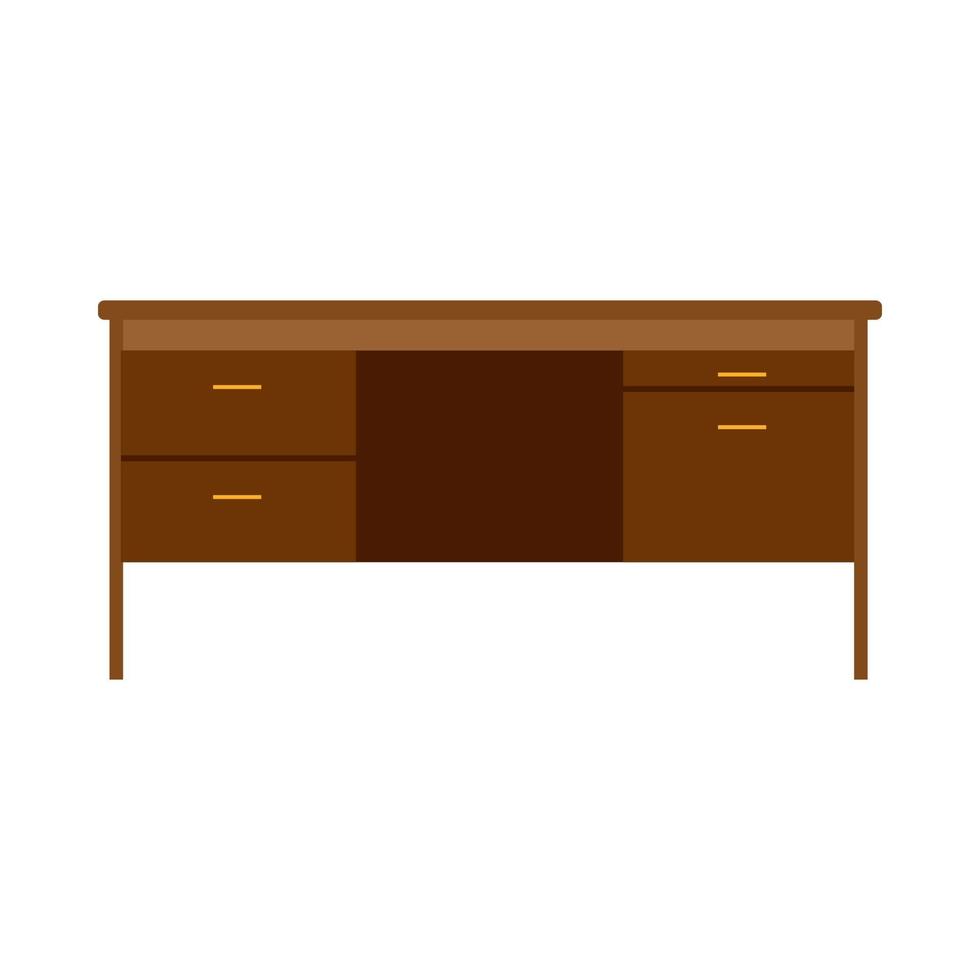 trabajo de computadora de mesa de escritorio de oficina. negocio muebles plano espacio de trabajo aislado blanco vector