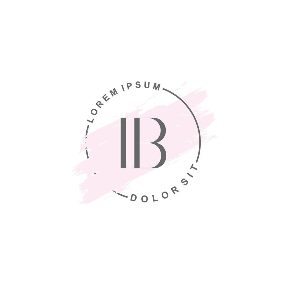 Initial IB minimalist logo with brush, Initial logo for signature, wedding, fashion. vector