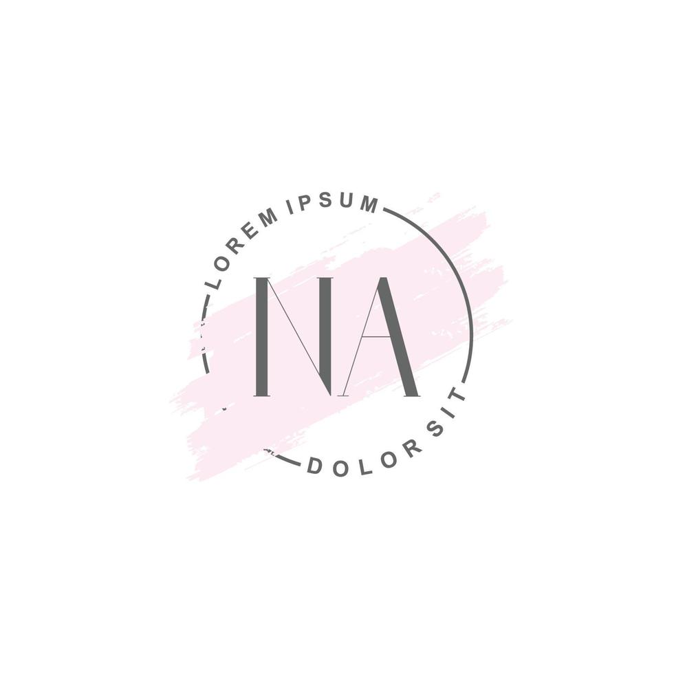 Initial NA minimalist logo with brush, Initial logo for signature, wedding, fashion. vector