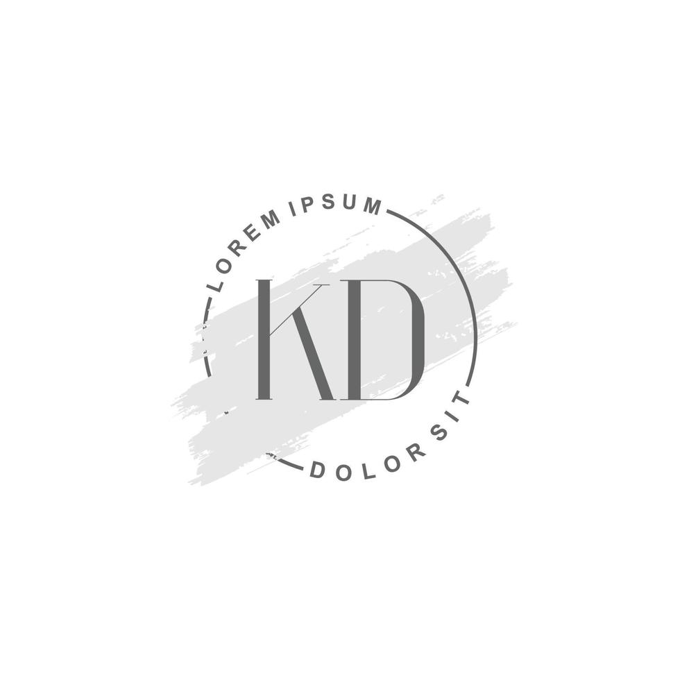Initial KD minimalist logo with brush, Initial logo for signature, wedding, fashion. vector