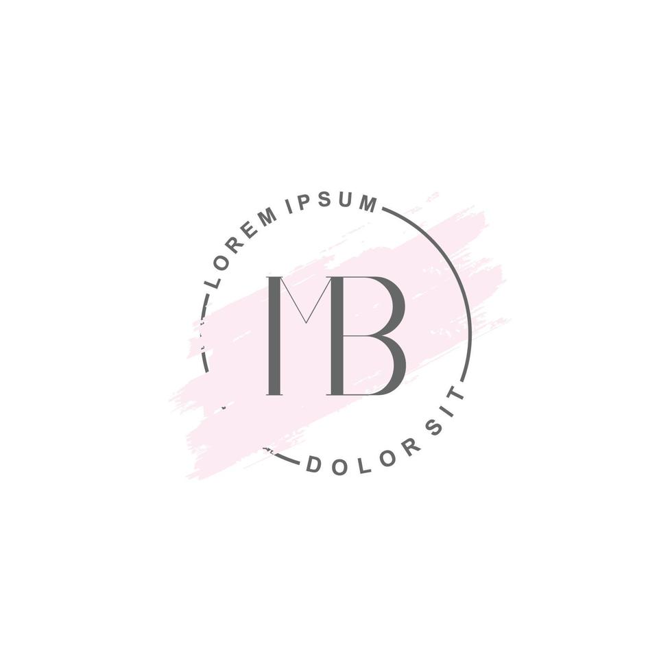 logotipo minimalista inicial de mb con pincel, logotipo inicial para firma, boda, moda. vector
