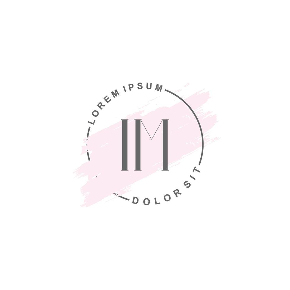 Initial IM minimalist logo with brush, Initial logo for signature, wedding, fashion. vector