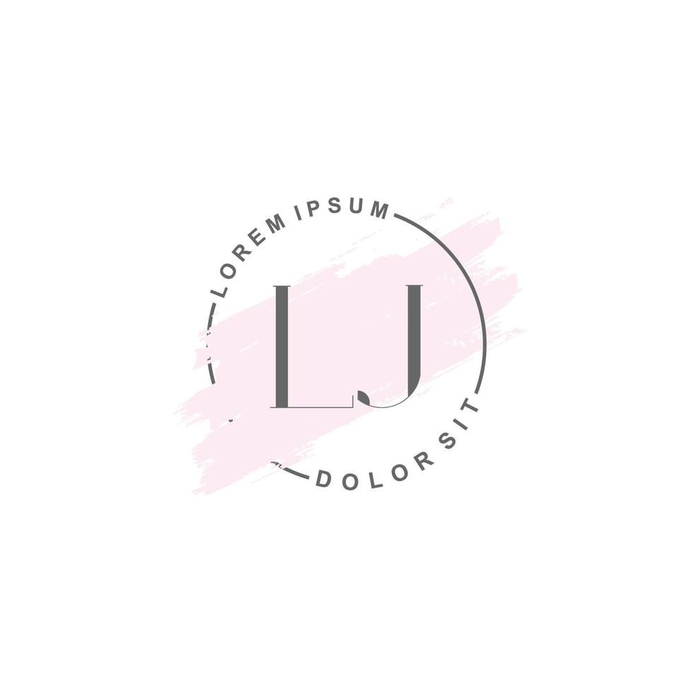 Initial LJ minimalist logo with brush, Initial logo for signature, wedding, fashion. vector