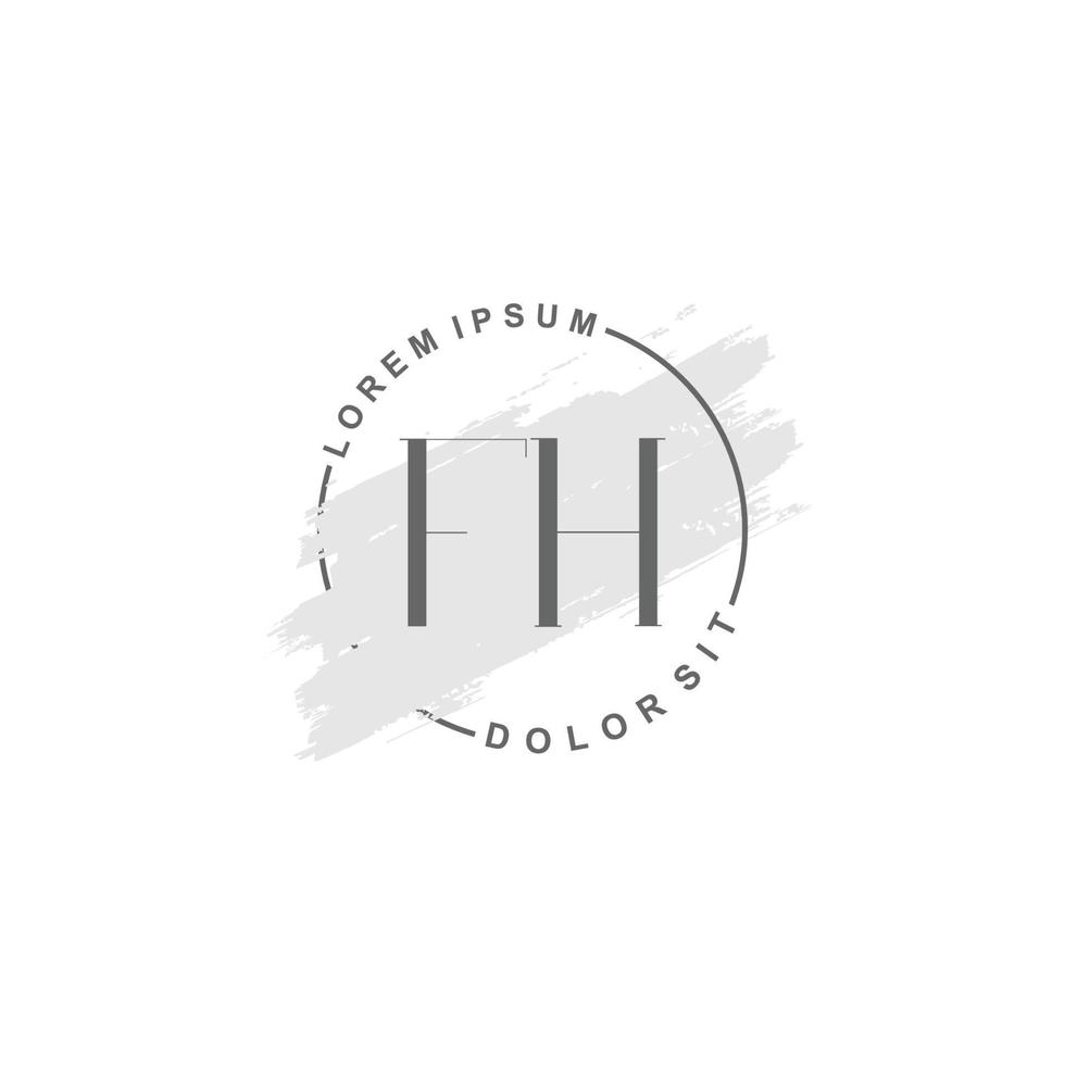 Initial FH  minimalist logo with brush, Initial logo for signature, wedding, fashion, beauty and salon. vector