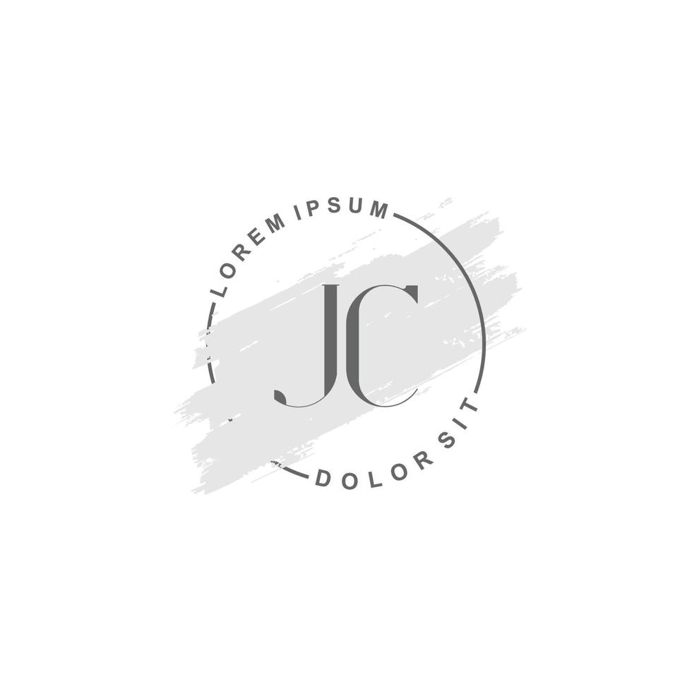 Initial JC minimalist logo with brush, Initial logo for signature, wedding, fashion. vector