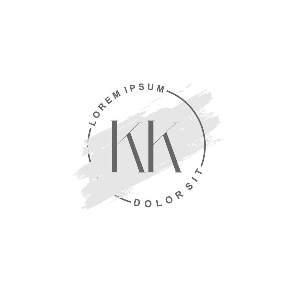 Initial KK minimalist logo with brush, Initial logo for signature, wedding, fashion. vector