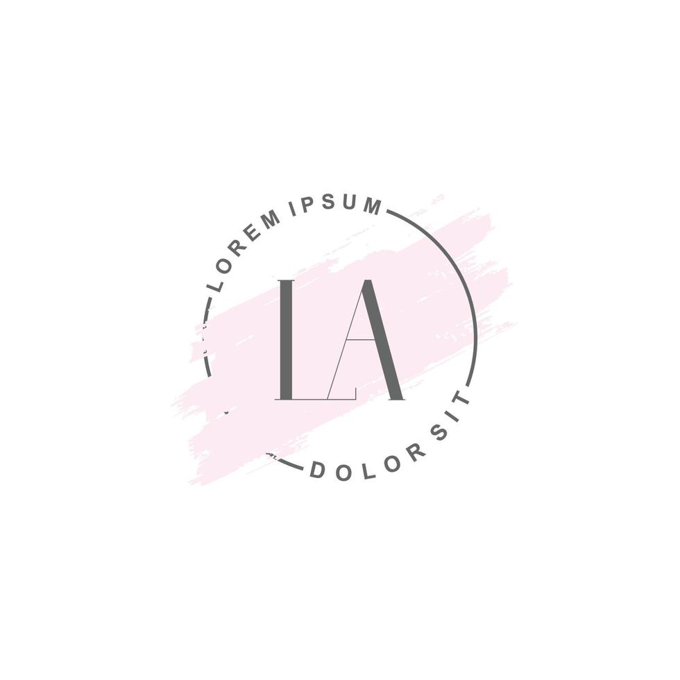 Initial LA minimalist logo with brush, Initial logo for signature, wedding, fashion. vector