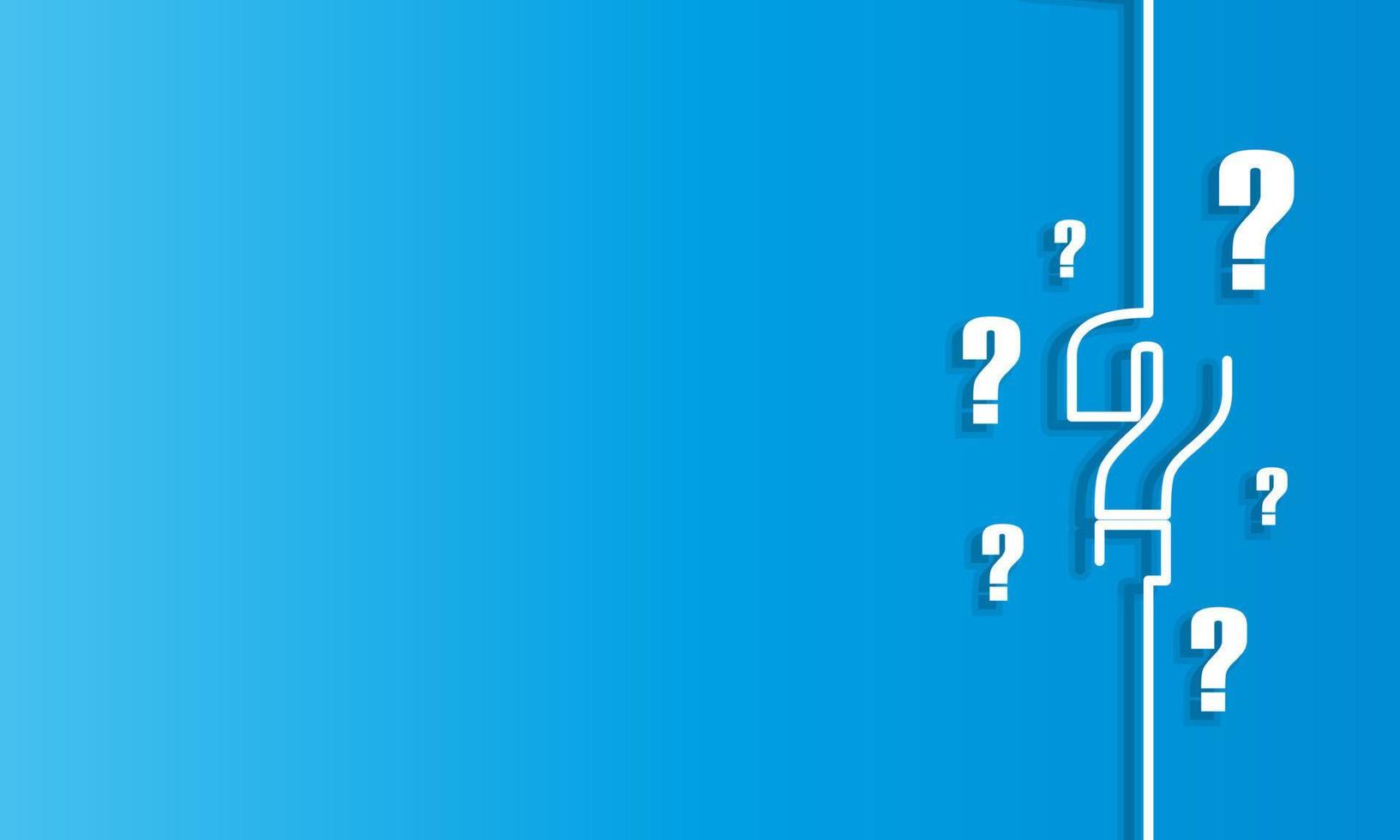 Blue question mark background with text space with shadows. Creative FAQ background with question symbols vector illustration