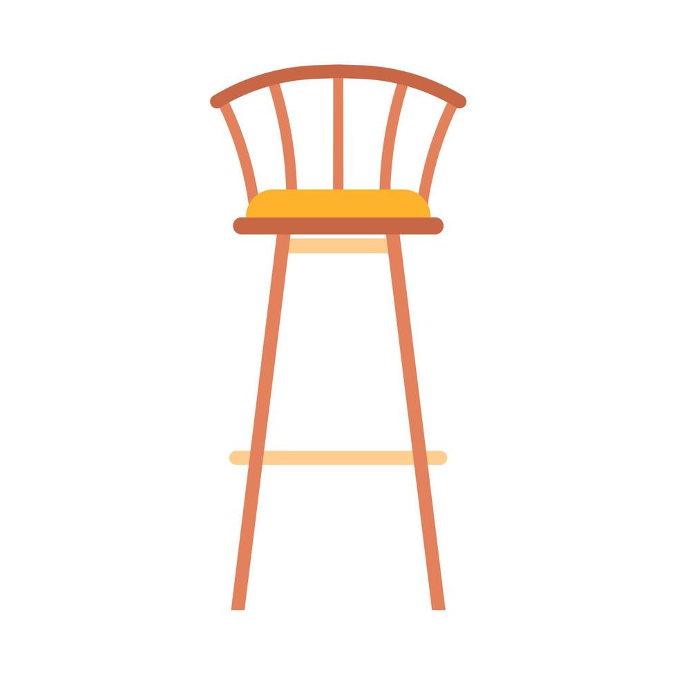 Bar chair vector icon furniture illustration seat. Stool high interior silhouette comfortable tall symbol. Cafeteria model