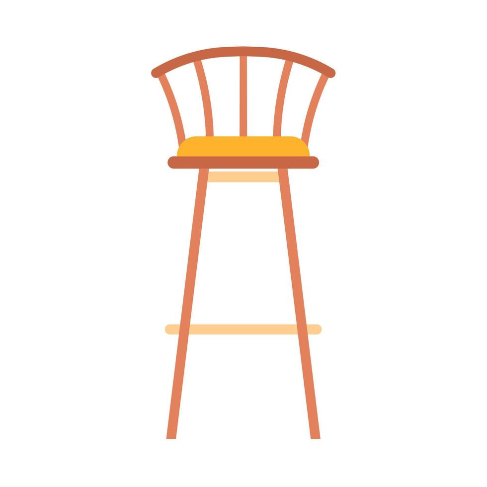 Bar chair vector icon furniture illustration seat. Stool high interior silhouette comfortable tall symbol. Cafeteria model