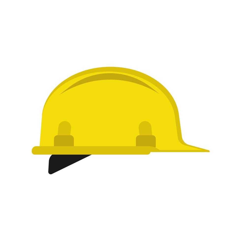 casco plano unifrom ingeniería construcción reparación vector icono. tapa de seguridad amarilla símbolo de equipo herramienta de plástico