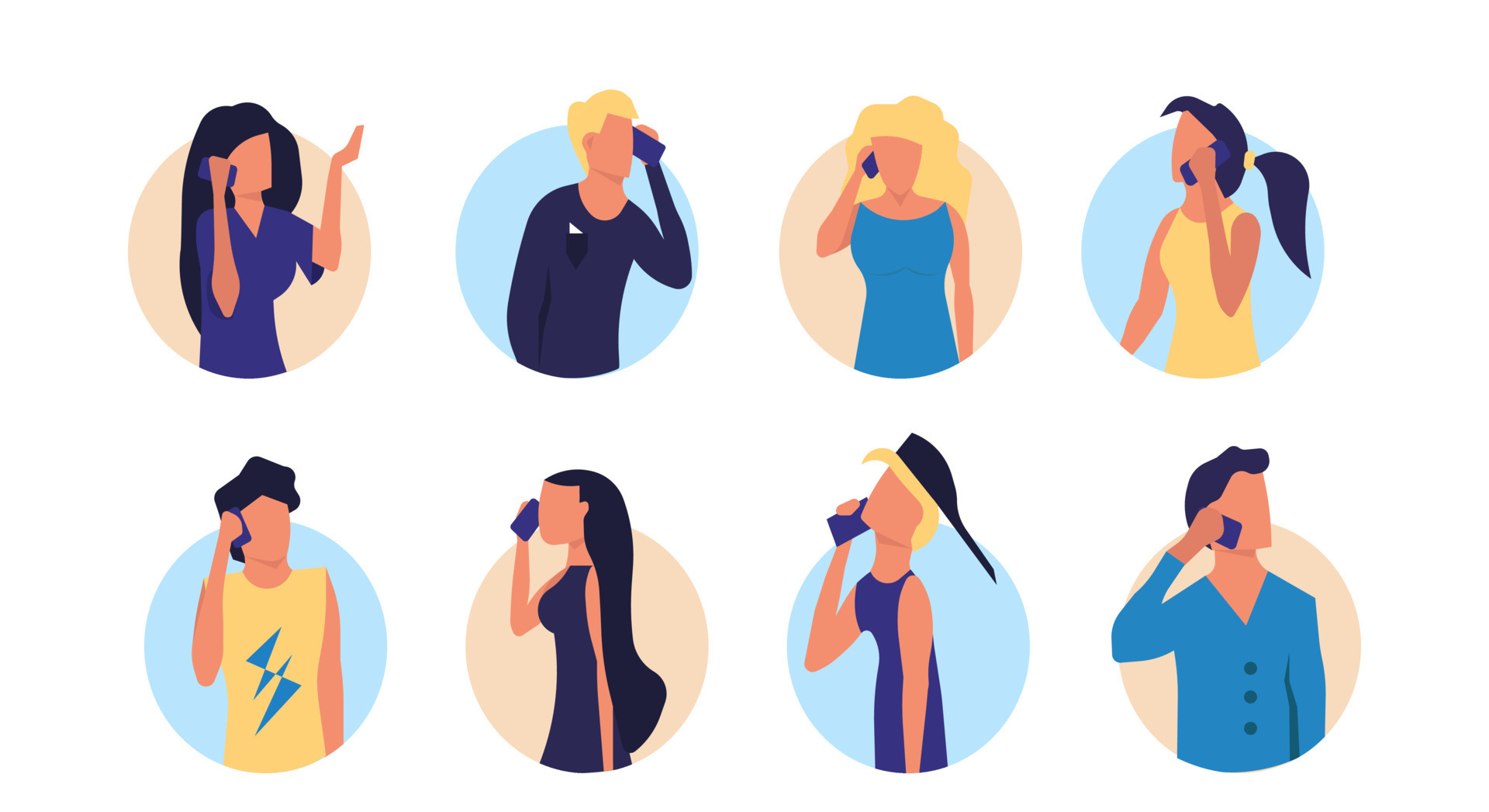 People talk with phone vector cartoon illustration set communication. Man  and woman call with telephone. Conversation discussion chat concept. Social  connection character and speak human using mobile 10881713 Vector Art at  Vecteezy