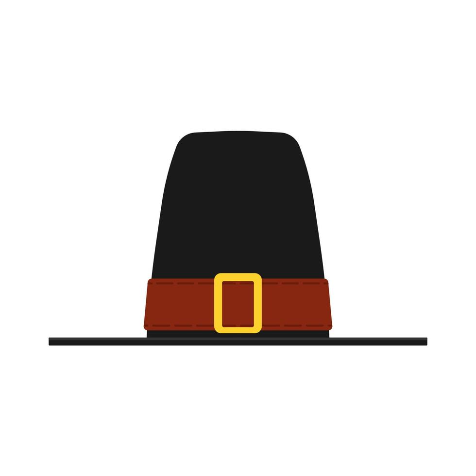 Piligrim hat vector icon cartoon illustration. Thanksgiving celebration holiday day. Black symbol harvest flat cap
