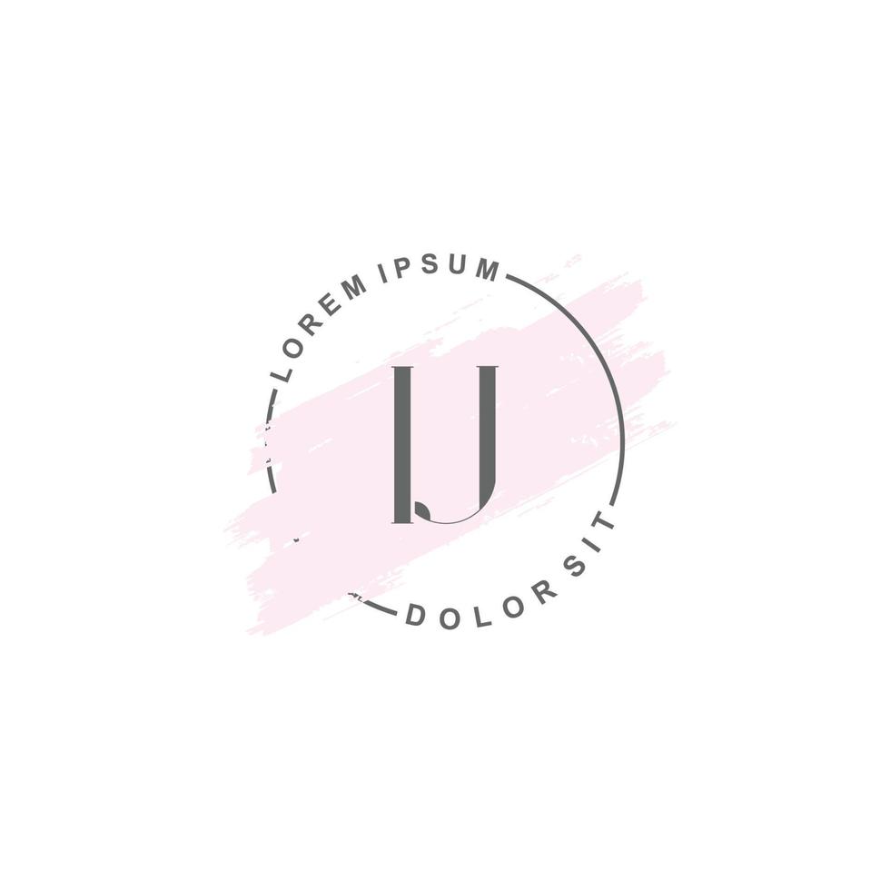 Initial IJ minimalist logo with brush, Initial logo for signature, wedding, fashion. vector