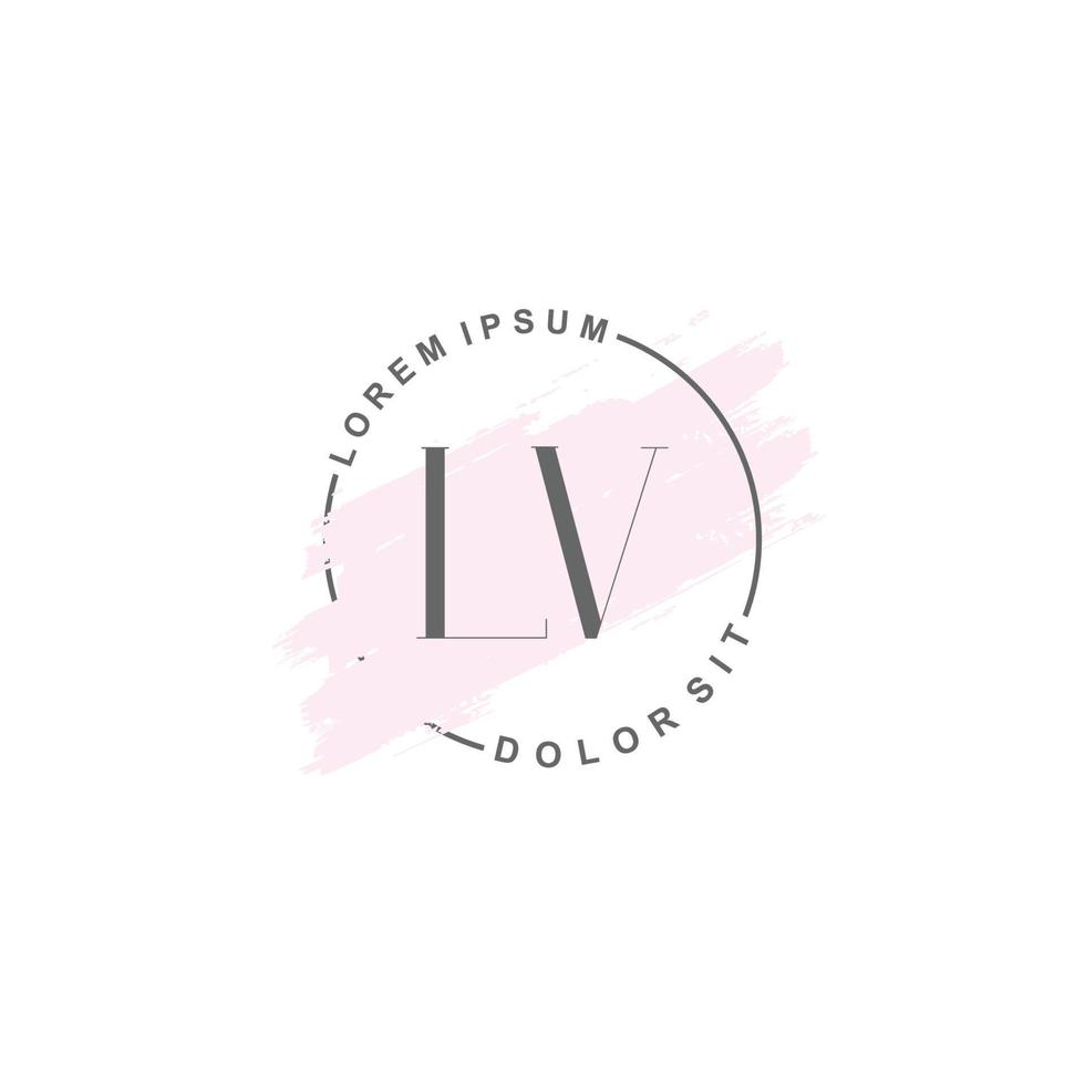 Initial LV minimalist logo with brush, Initial logo for signature, wedding, fashion. vector