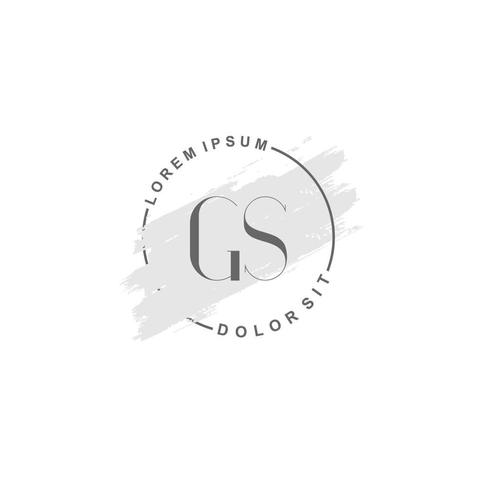 Initial GS minimalist logo with brush, Initial logo for signature, wedding, fashion, beauty and salon. vector