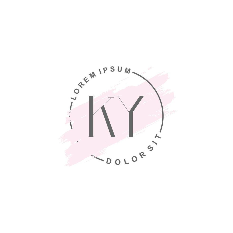 Initial KY minimalist logo with brush, Initial logo for signature, wedding, fashion. vector