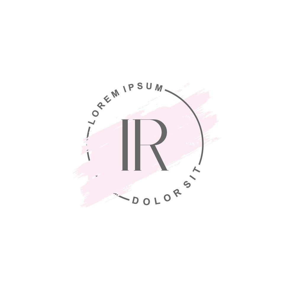 Initial IR minimalist logo with brush, Initial logo for signature, wedding, fashion. vector