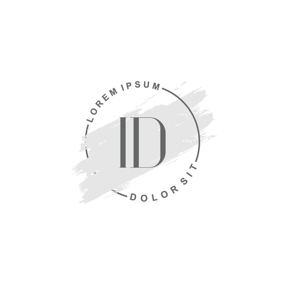 Initial ID  minimalist logo with brush, Initial logo for signature, wedding, fashion. vector