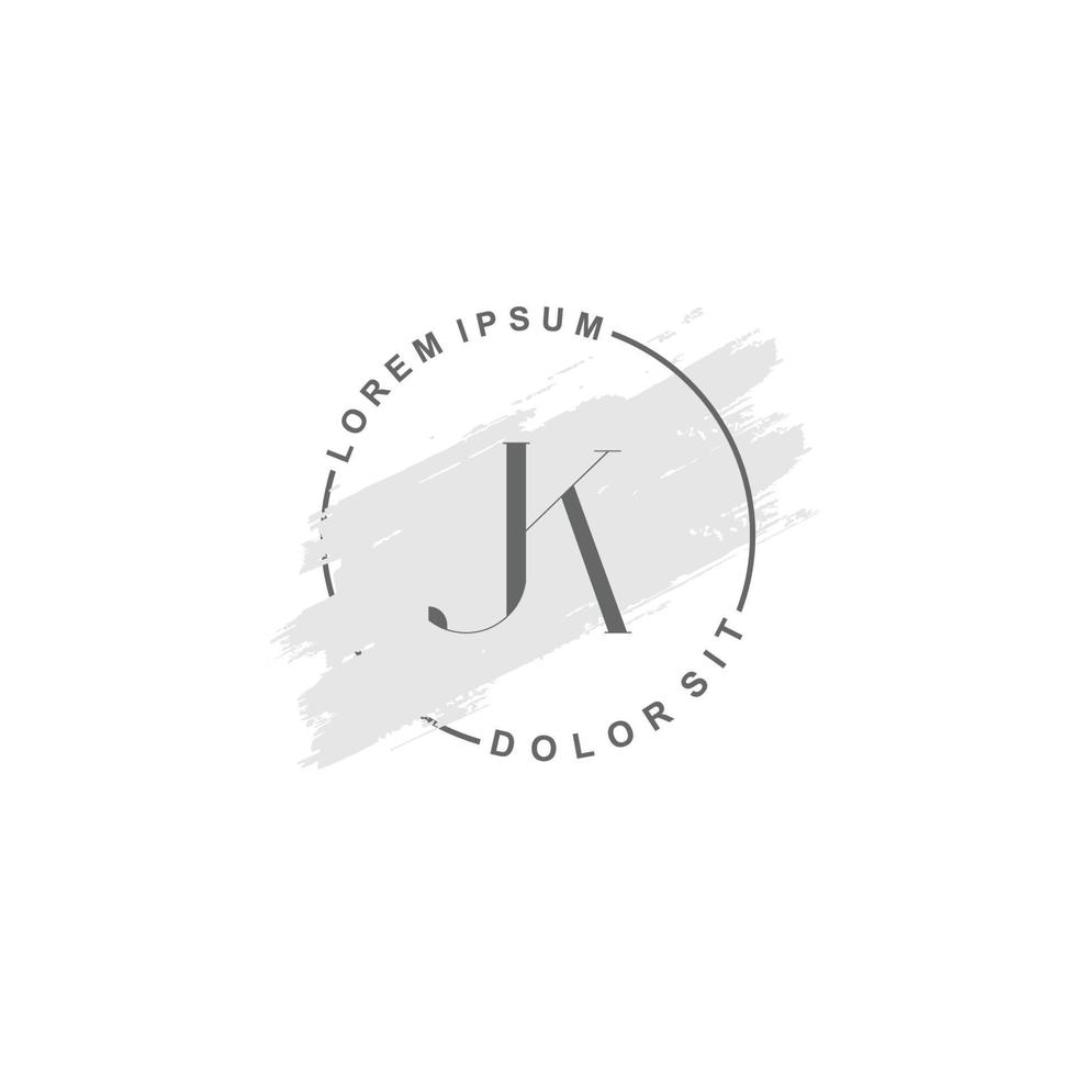 Initial JK minimalist logo with brush, Initial logo for signature, wedding, fashion. vector