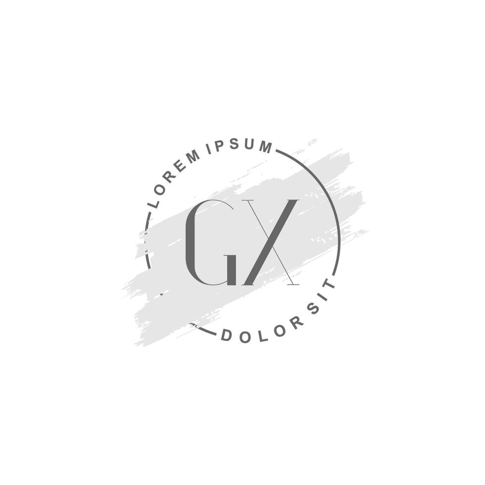 logotipo inicial gx minimalista con pincel, logotipo inicial para firma, boda, moda, belleza y salón. vector
