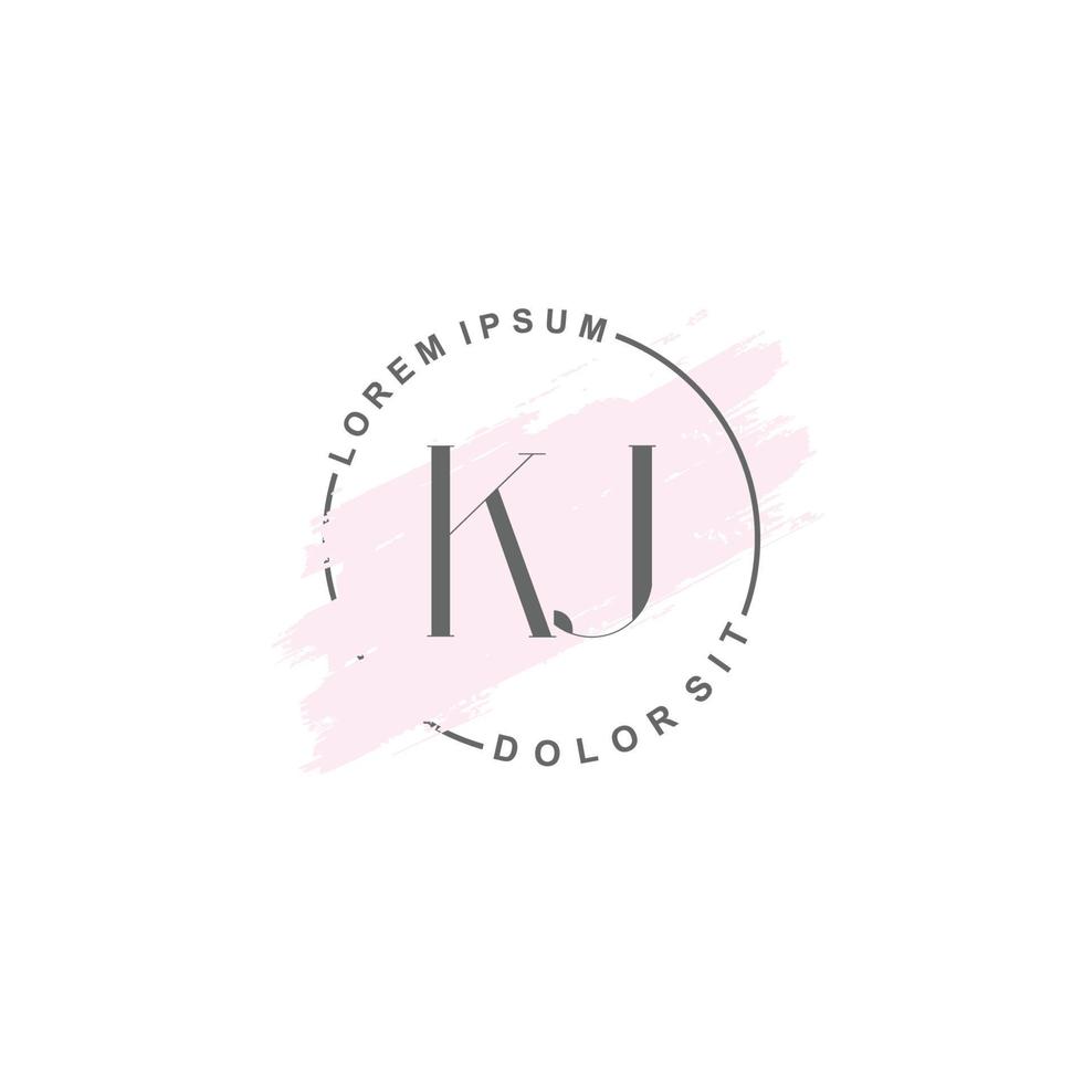 Initial KJ minimalist logo with brush, Initial logo for signature, wedding, fashion. vector