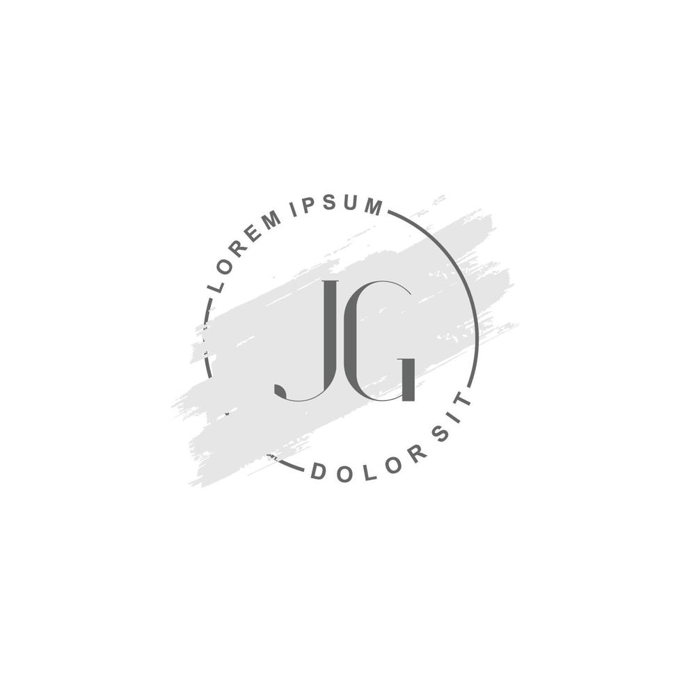 Initial JG minimalist logo with brush, Initial logo for signature, wedding, fashion. vector