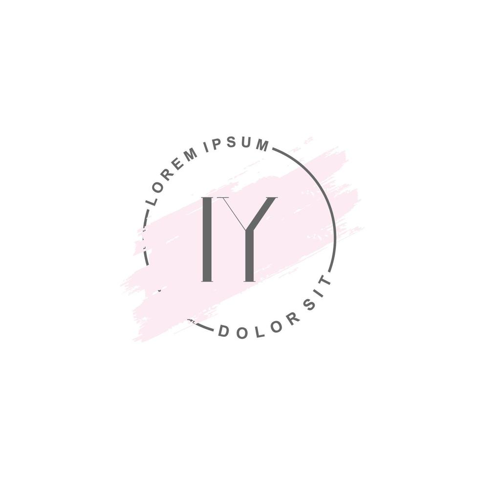 Initial IY minimalist logo with brush, Initial logo for signature, wedding, fashion. vector