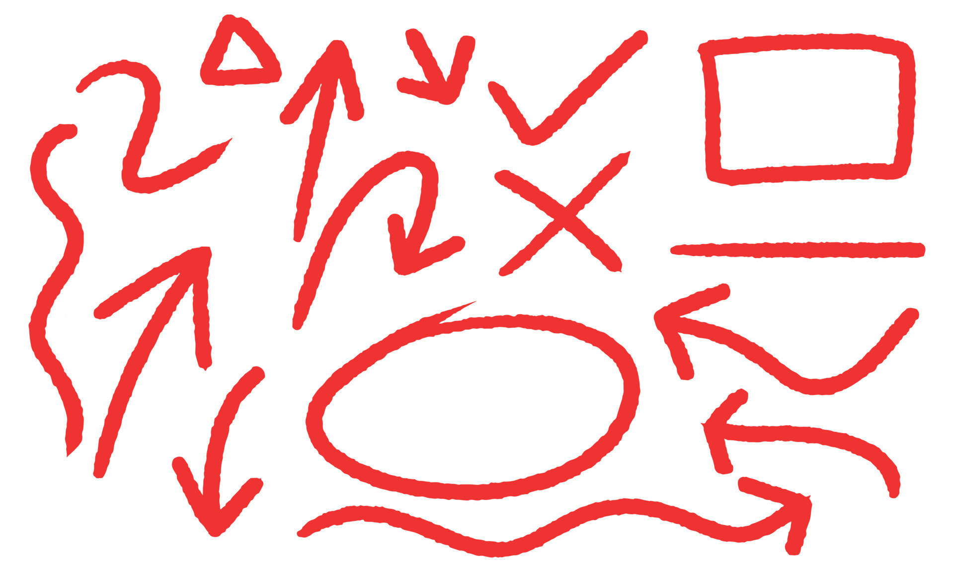 Hand draw marker highlight and arrow sign icon. Pen sketch scribble