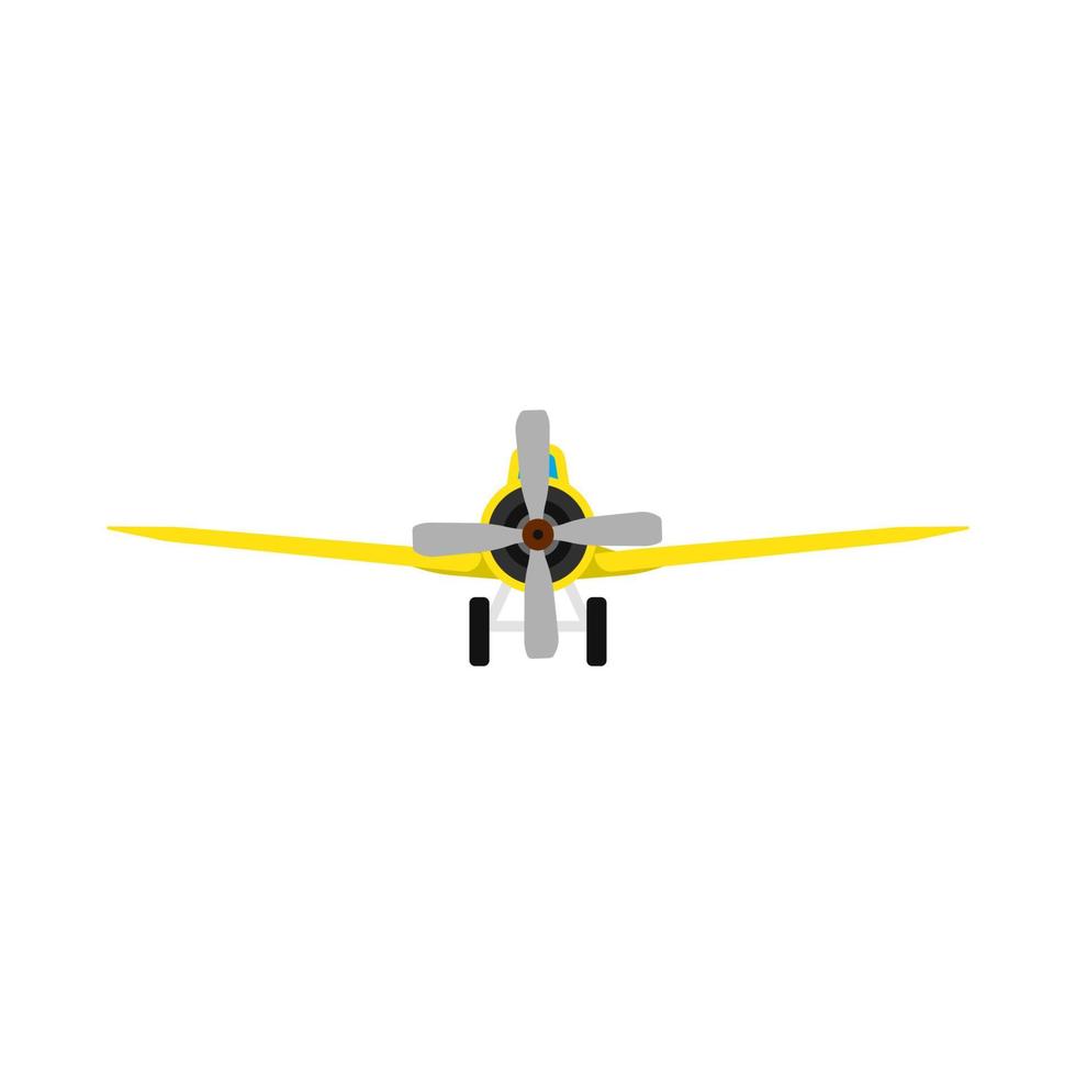 Plane front view vector aircraft transportation  illustration. Fly travel journey propeller vehicle. Engine departure